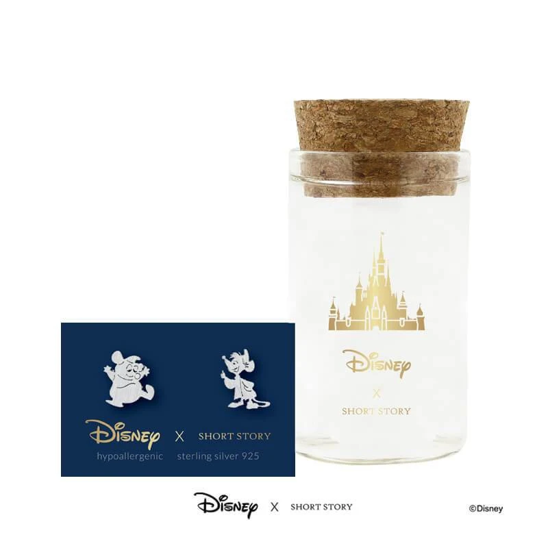 Disney Earrings Cinderella Jaq And Gus, Silver 3 Disney Earrings Cinderella Jaq And Gus, Silver