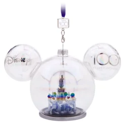 Mickey And Minnie Mouse Glass Sketchbook Ornament, Disneyland - Disney100